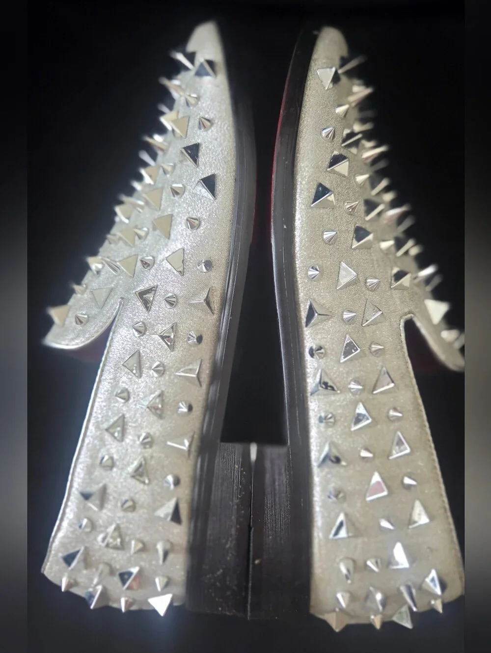 Men's Silver Studded Slip-On Loafers